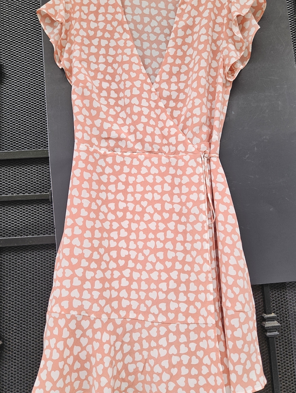 RAILS 100% SILK Paola Heart Print Wrap Dress Terracotta Small NWOT